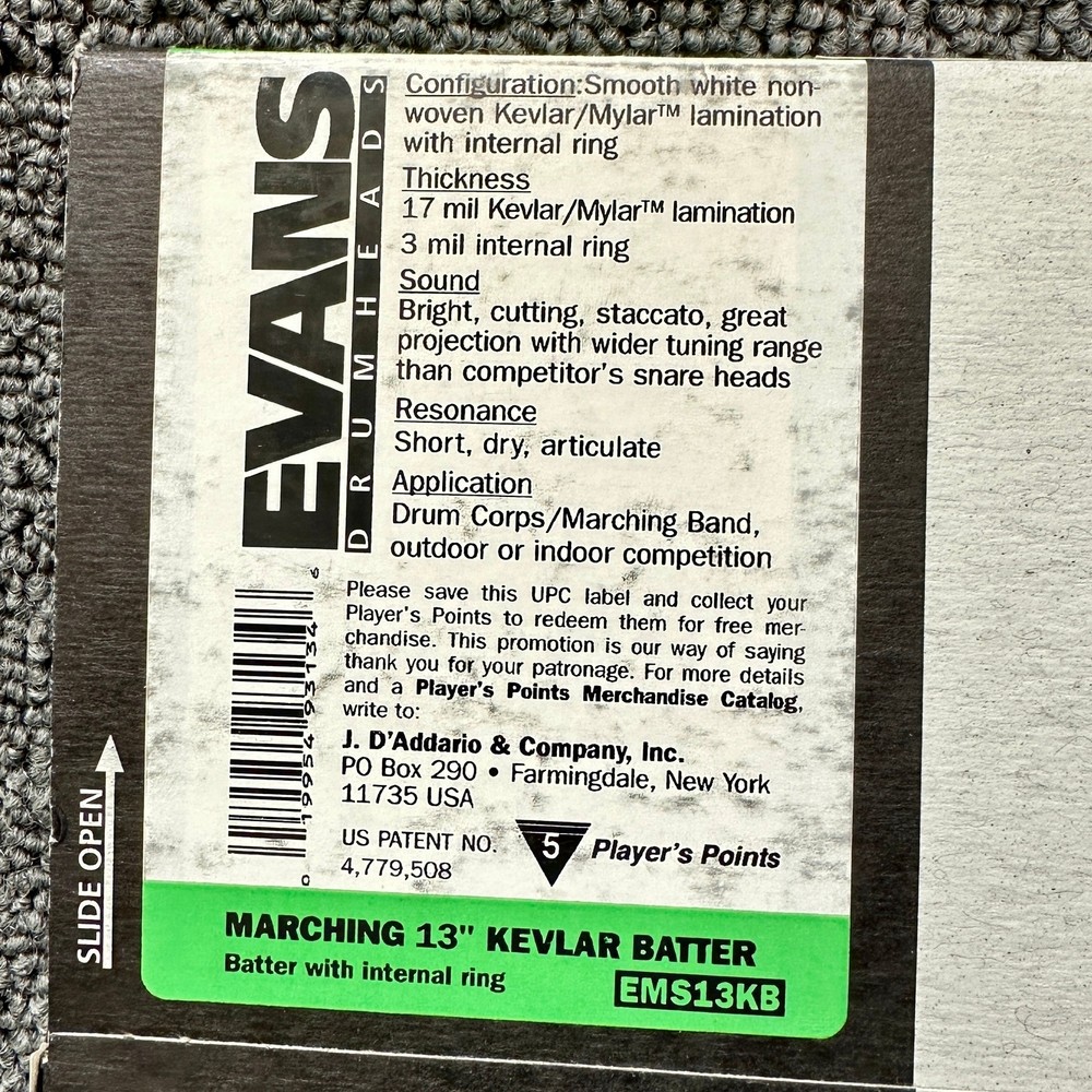 Evans Marching 13" Batter Head with Internal Ring Smooth White