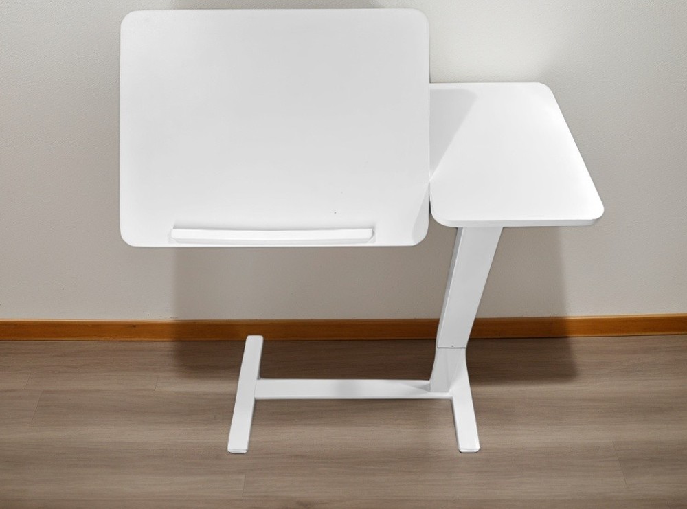 Overbed Bedside Desk, Mobile Rolling Laptop Stand Tilting Overbed Table with Wh