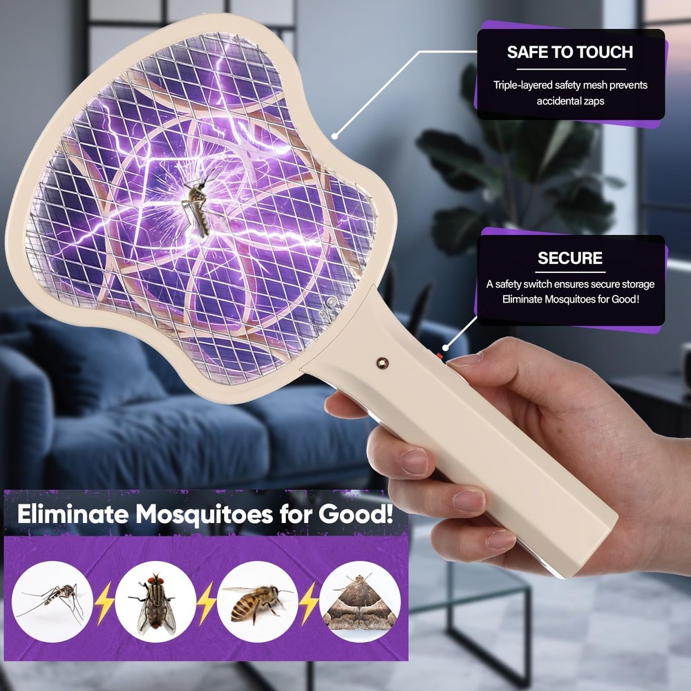 3 Pack Electric Fly Swatter Racket 3000v Bug Zapper Racket Mini Handheld Fly ...