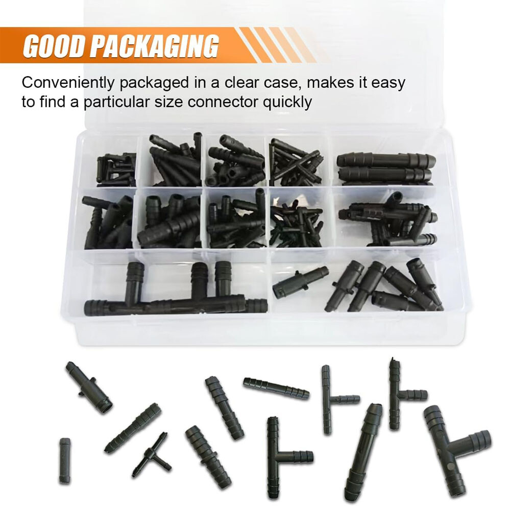 Vacuum Line Kit 6PCS 5Ft Vacuum Hose Automotive+113PCS Vacuum Line Connectors