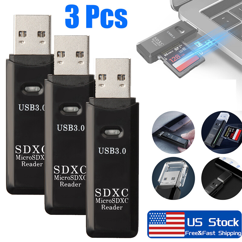 3Pcs USB 3.0 High Speed Card Reader Adapter for Micro SD SDXC TF Memory Card