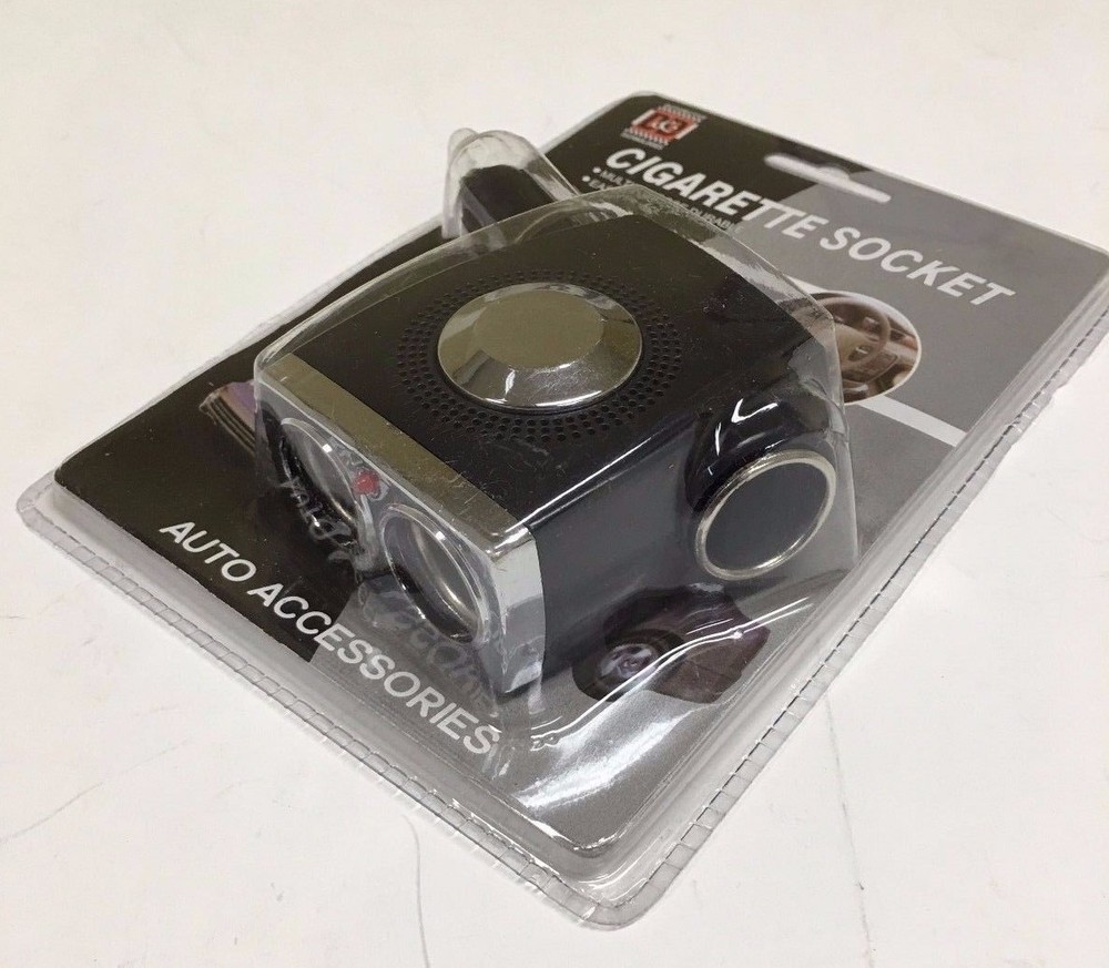 BLACK Y-TYPE 3-WAY LED CAR CIGARETTE LIGHTER SOCKET SPLITTER  CHARGE ADAPTER