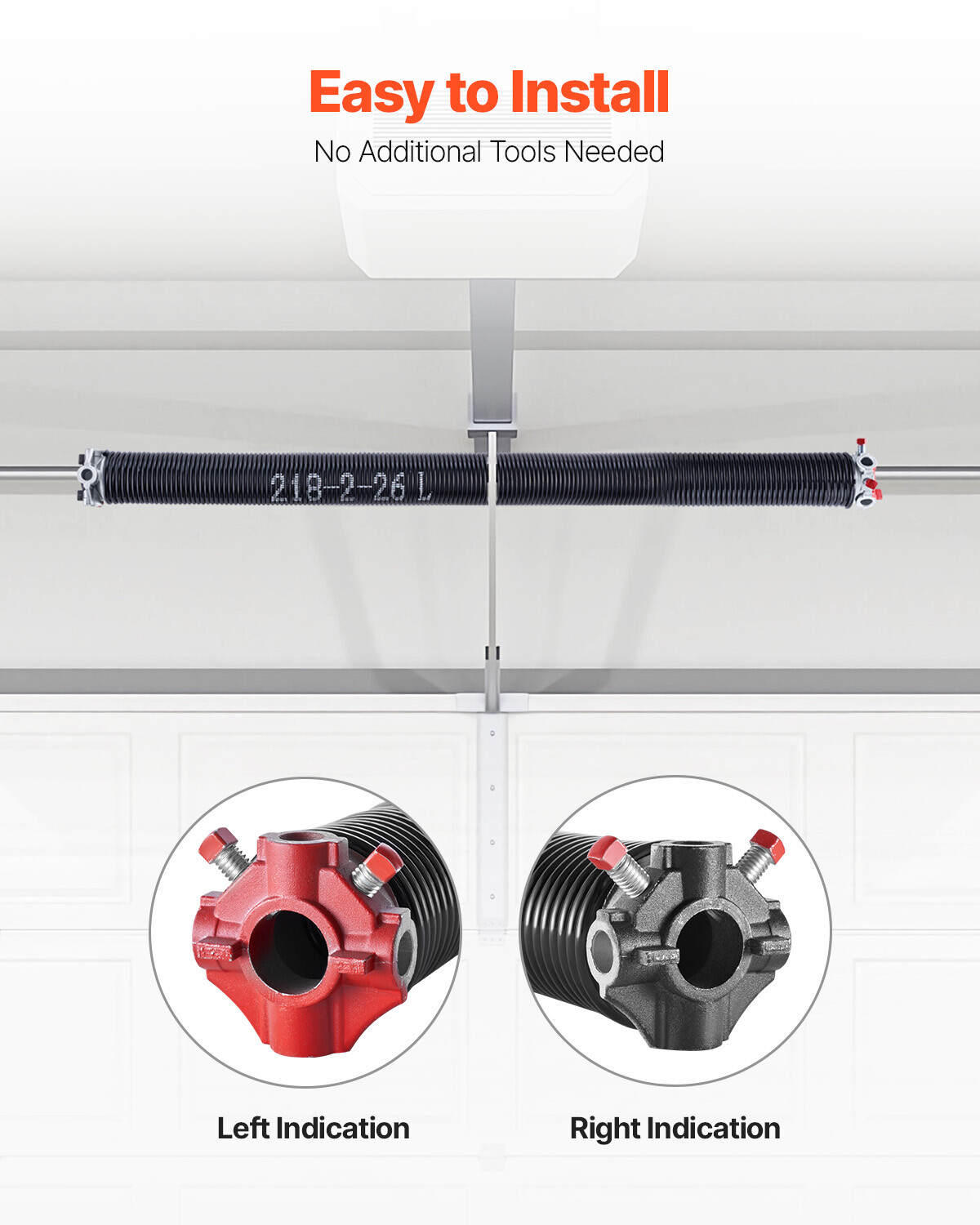 Garage Door Torsion Springs Pair of 0.218 x 2 x 26 inch with Winding Bars