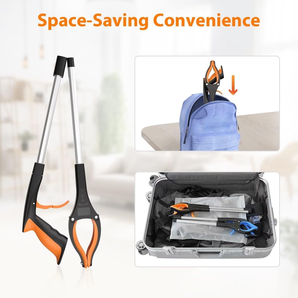 32 Foldable Grabber Tool 2-Pack with 360° Rotating Jaw Magnet, Lightweight