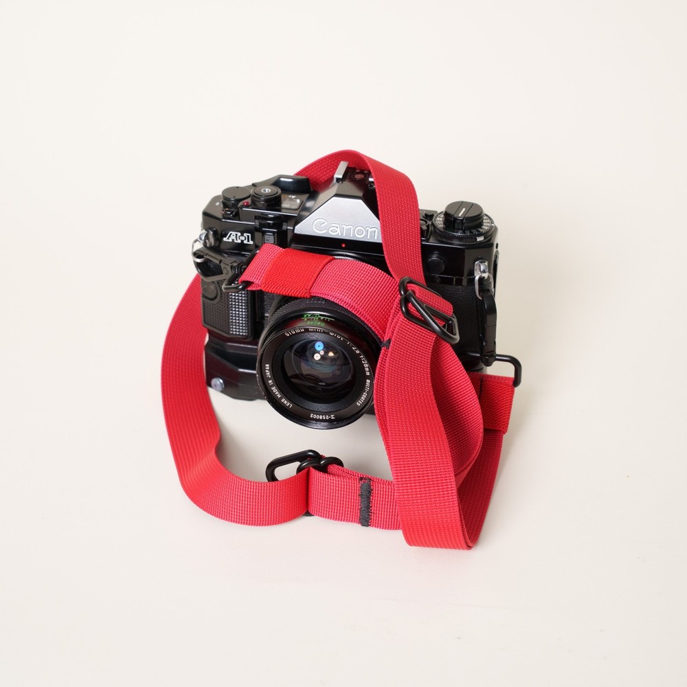 Dual Adjustable Red Camera Strap w/ D-Mount Hooks Handmade Custom