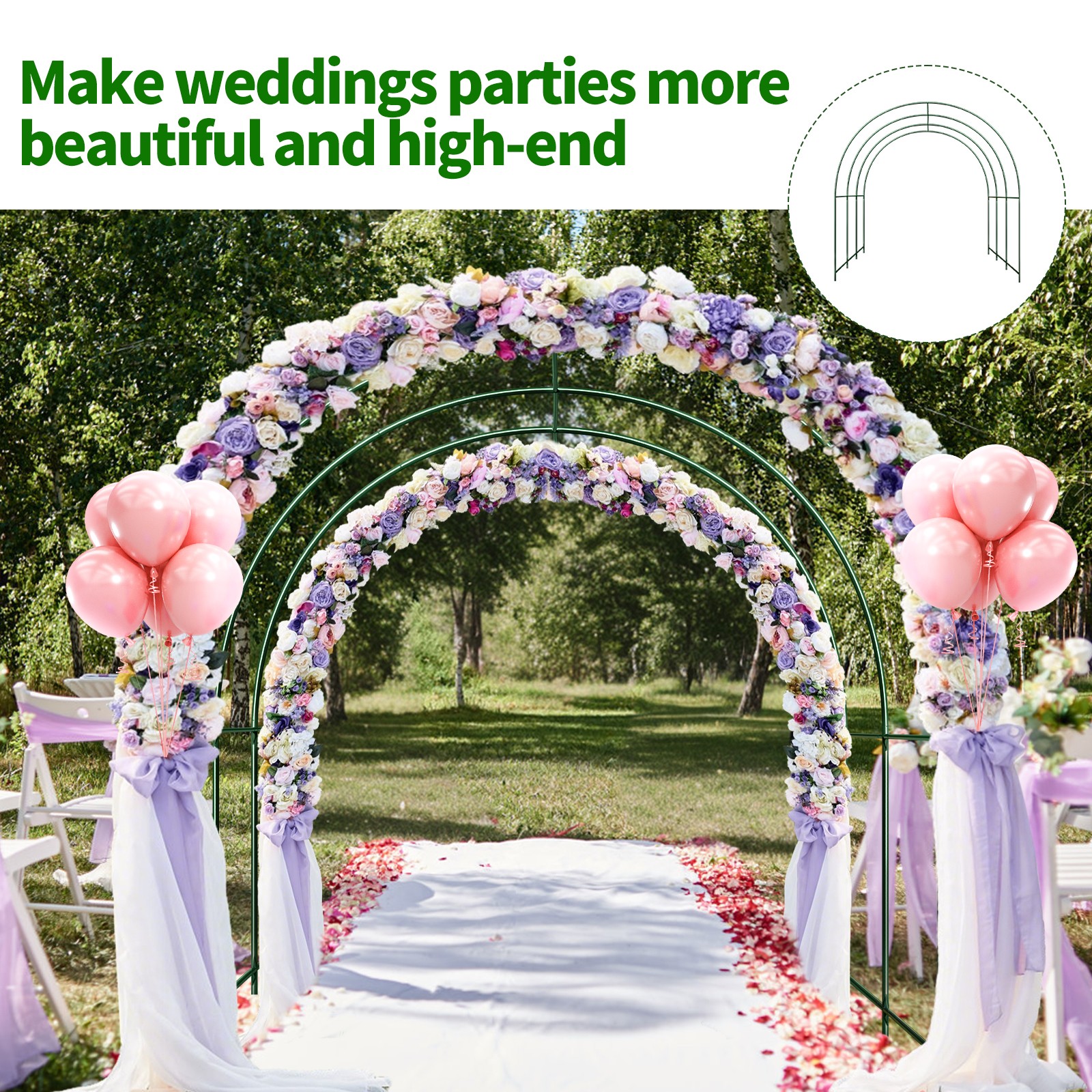 Large Size Steel Garden Arch Rose Arbor Climbing Plant Grape Support Frame Yard