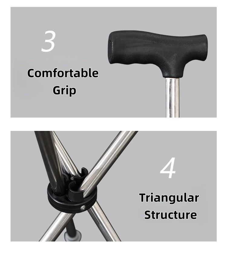 Folding Walking Cane with Seat Stool Comfortable Soft Handle for Elderly