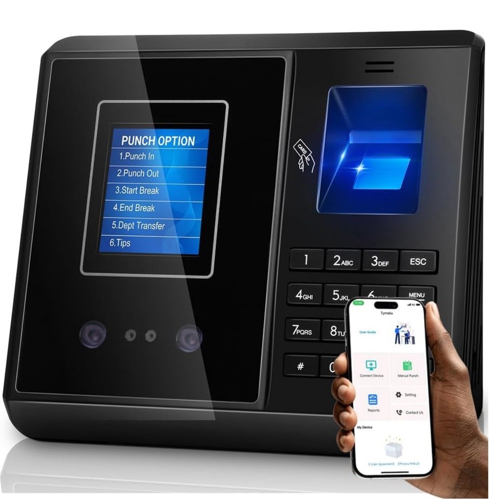 Time Clock – App-Based Face, Card & Fingerprint Attendance Machine, No Monthly $