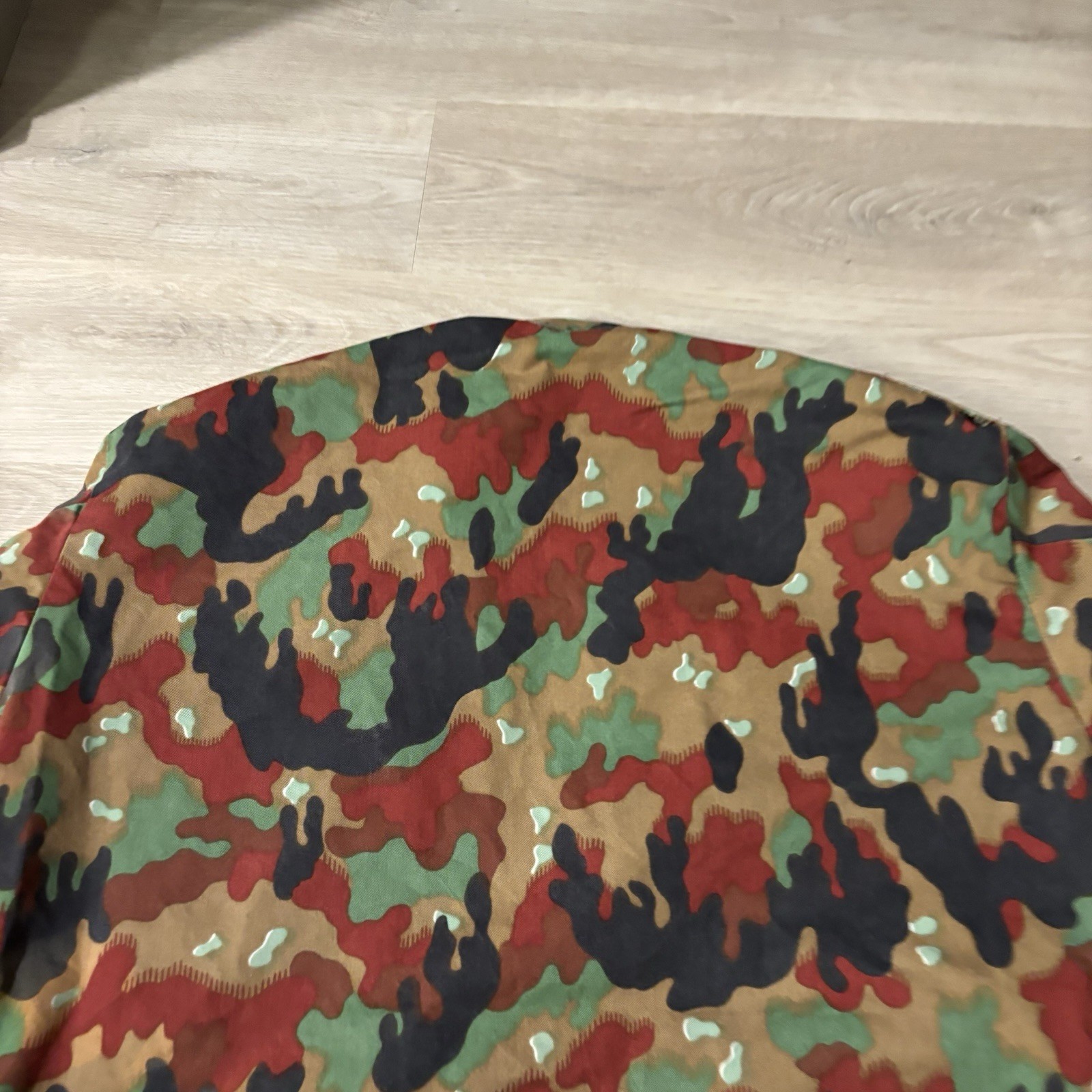 Vintage Swiss Alpenflage Field Coat Shirt Men's Large/XL Military Full Zip Hess