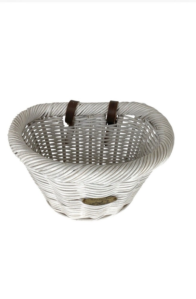 Nantucket White Wicker Bicycle Basket