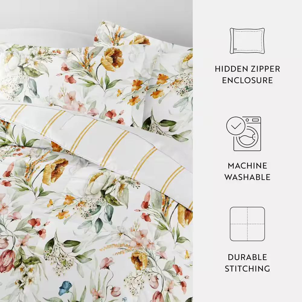 Patterned Reversible 3-Piece Microfiber Down-Alternative Ultra Soft King Comfort