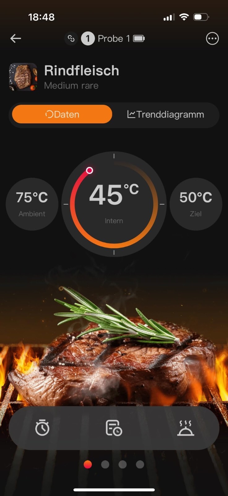 4-Probe Wireless Meat Thermometer Three-Mode WiFi Bluetooth Pre-alarm/Timer BBQ