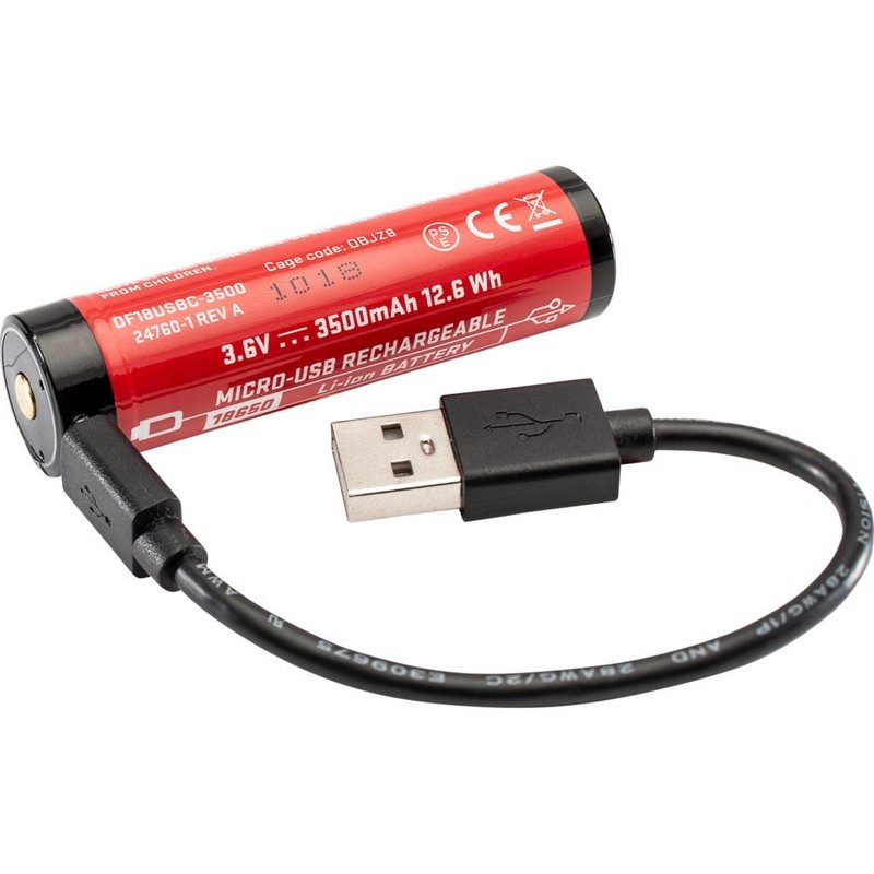 SureFire 18650B Micro USB Lithium Ion Rechargeable Battery