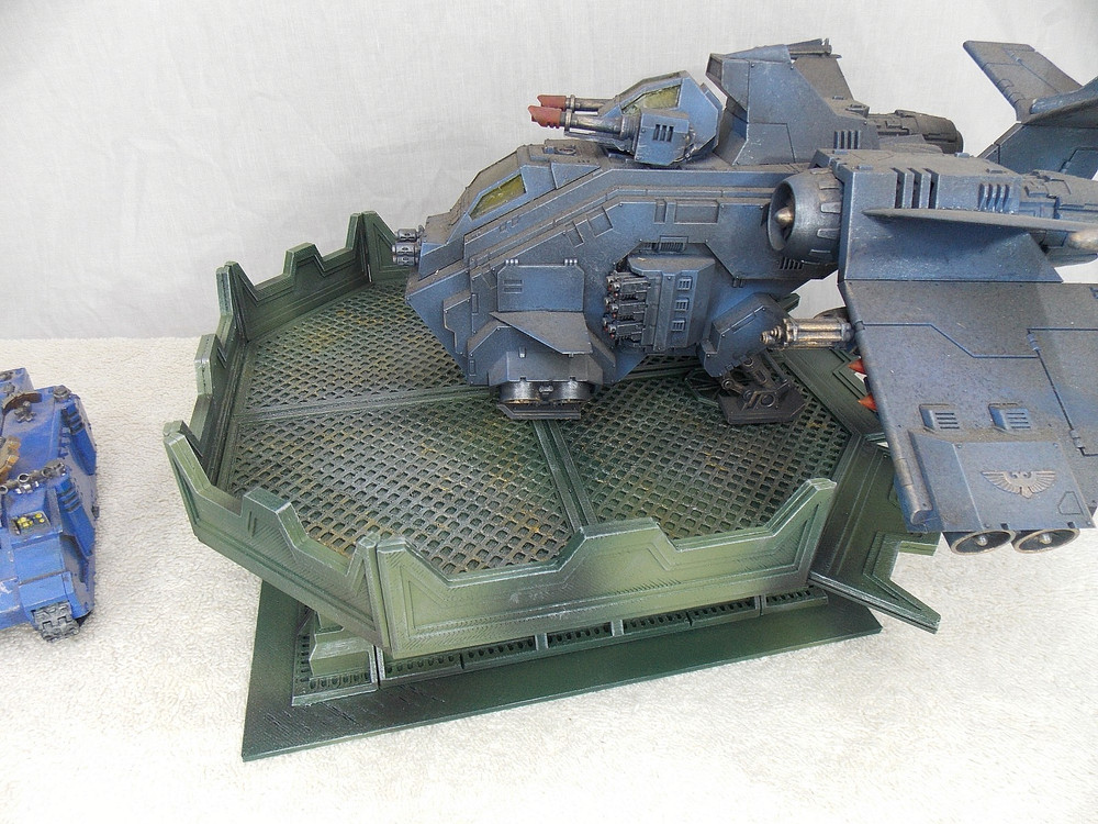 WARGAMING TERRAIN PAINTED LANDING PAD FORTIFICATION..
