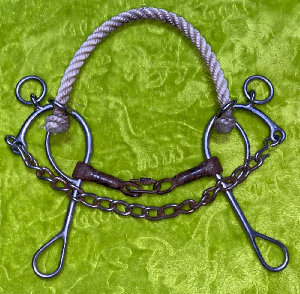 HILASON ROPE NOSE SWEET IRON DOUBLE JOINTED HACKAMORE COMBINATION BIT