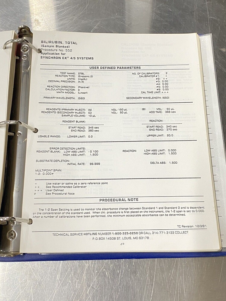 Beckman Synchron CX 4/5 Blood Chemistry Analyzer- Users Guide / Instruction Book