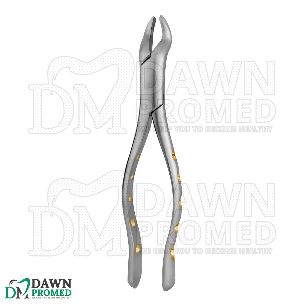 Dental Extracting Forceps #53L Gold Hollow Python Grip Handle German Grade