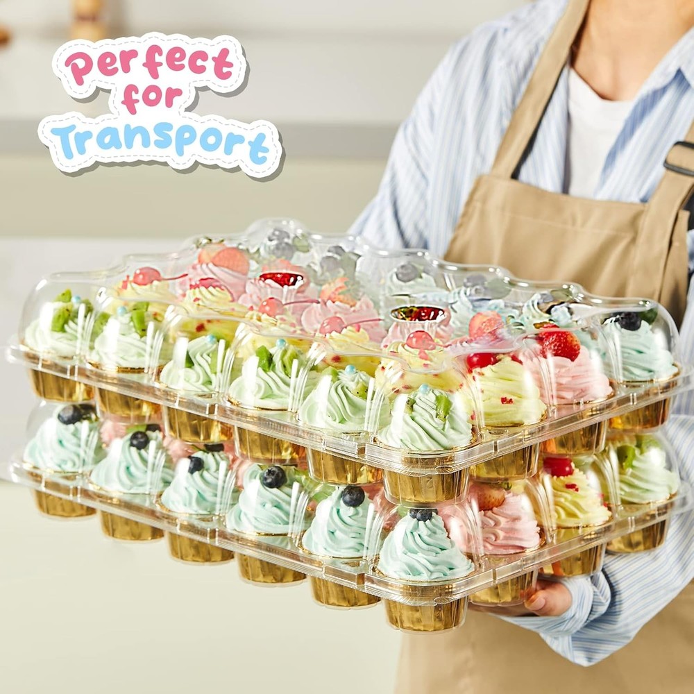 24 Pack x 10 Sets Stackable Cupcake Carrier Holders with 240 Pack Cupcake Lin...
