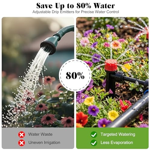 Drip Irrigation Kit for Garden, Automatic Watering System with Quick 60FT