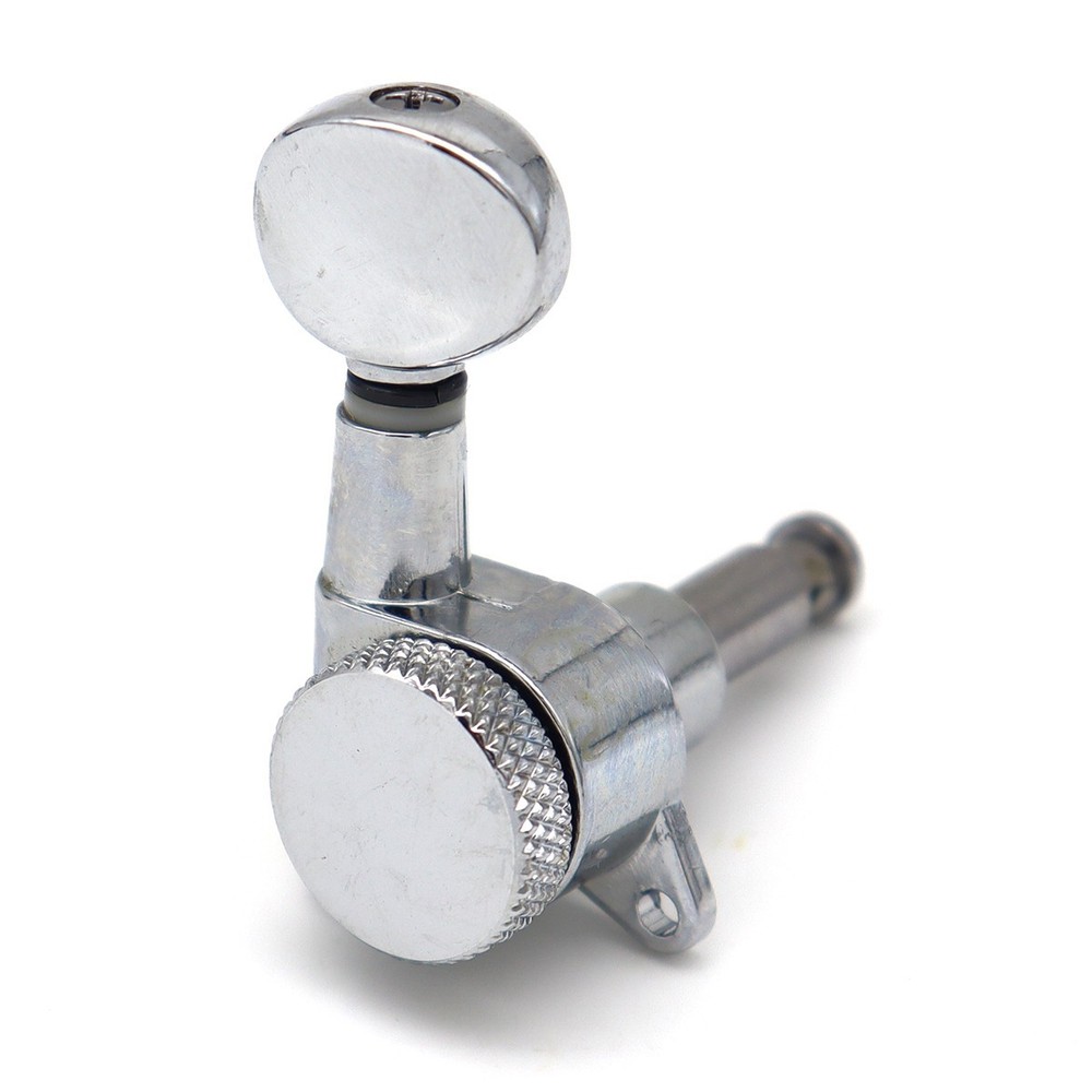 6R inline Guitar Locking Tuners String Tuning Pegs Oval Machine Heads Silver