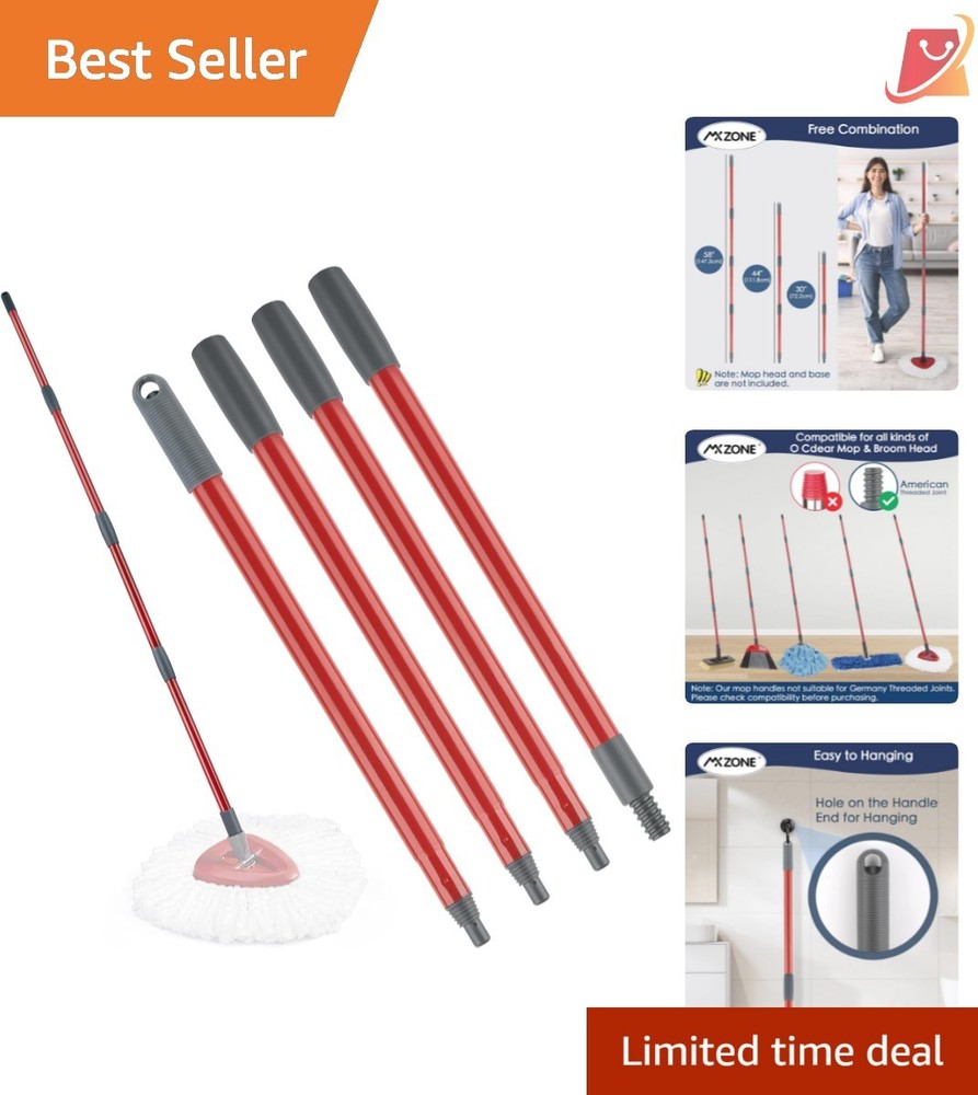 Spin Mop Handle Replacement Iron 30-58 Inches Adjustable Easy Install for Flo...