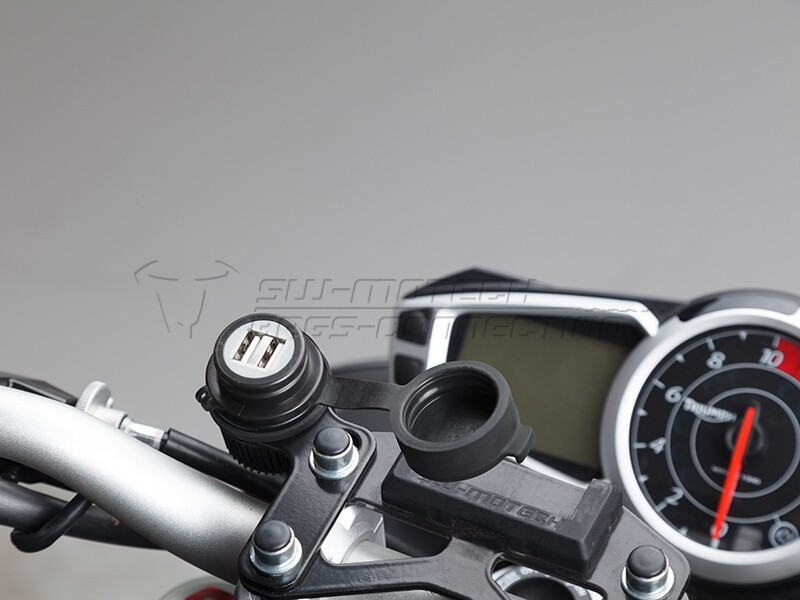 SW-Motech USB Double Charging Socket with Harness 2,000mA. 12v