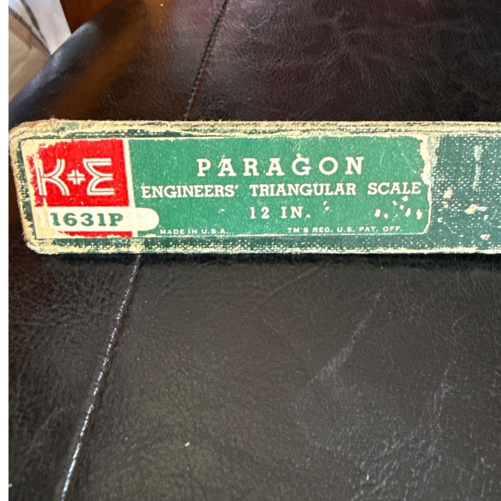 Vintage K&E Keuffel & Esser Paragon Engineers Triangular Scale 12 Inch