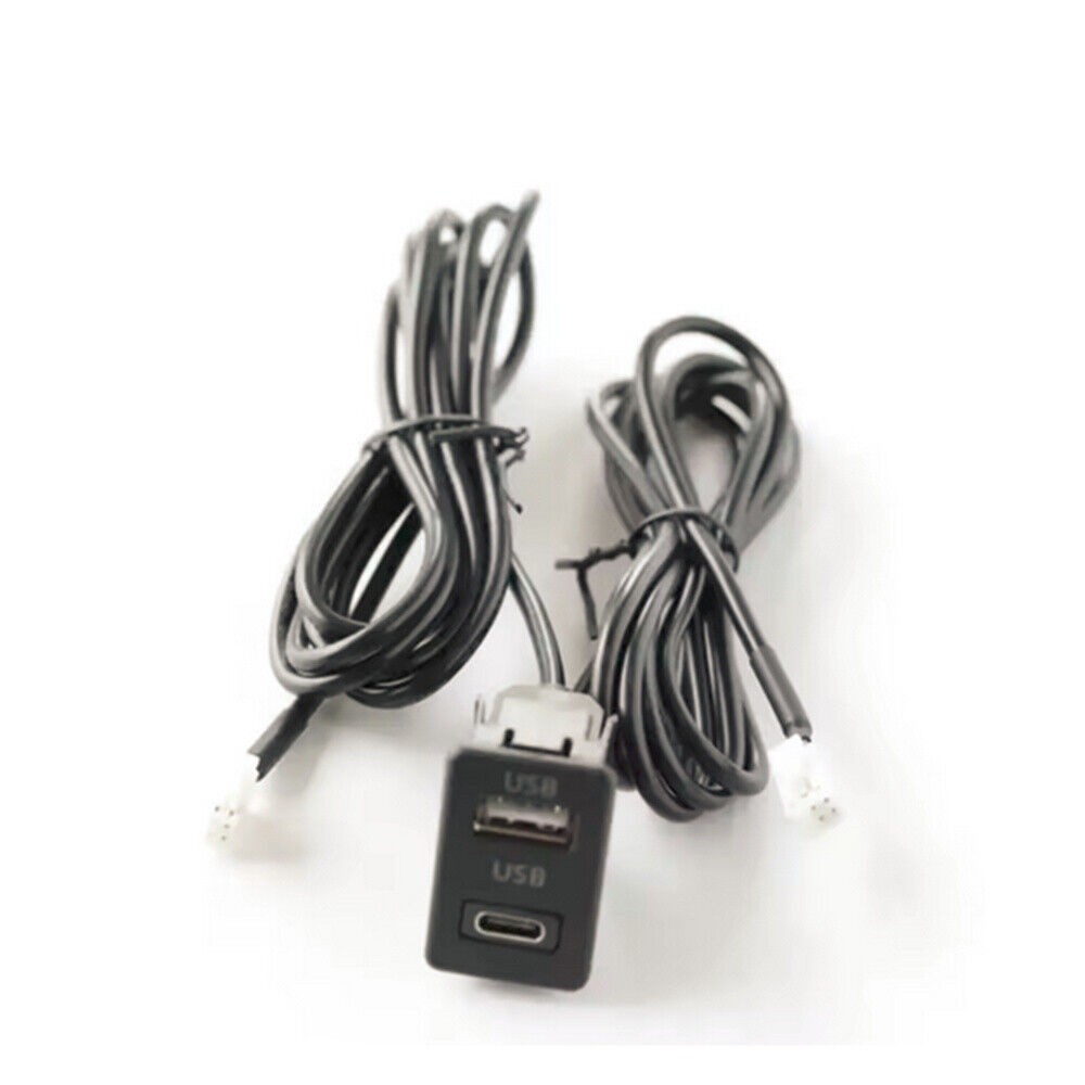 2 USB Car Panel Interface Extension Cable Adapter For Dash Flush Mount 145cm