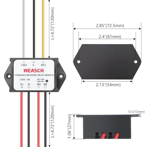 Forward and Reverse Relay Module, 12V 10A Pre-Wired with LED Light, for