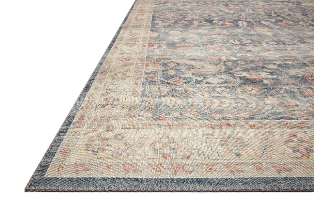Hathaway Collection HTH-02 Denim/Multi 2'-6" x 7'-6", .25" Thick Runner Rug, ...