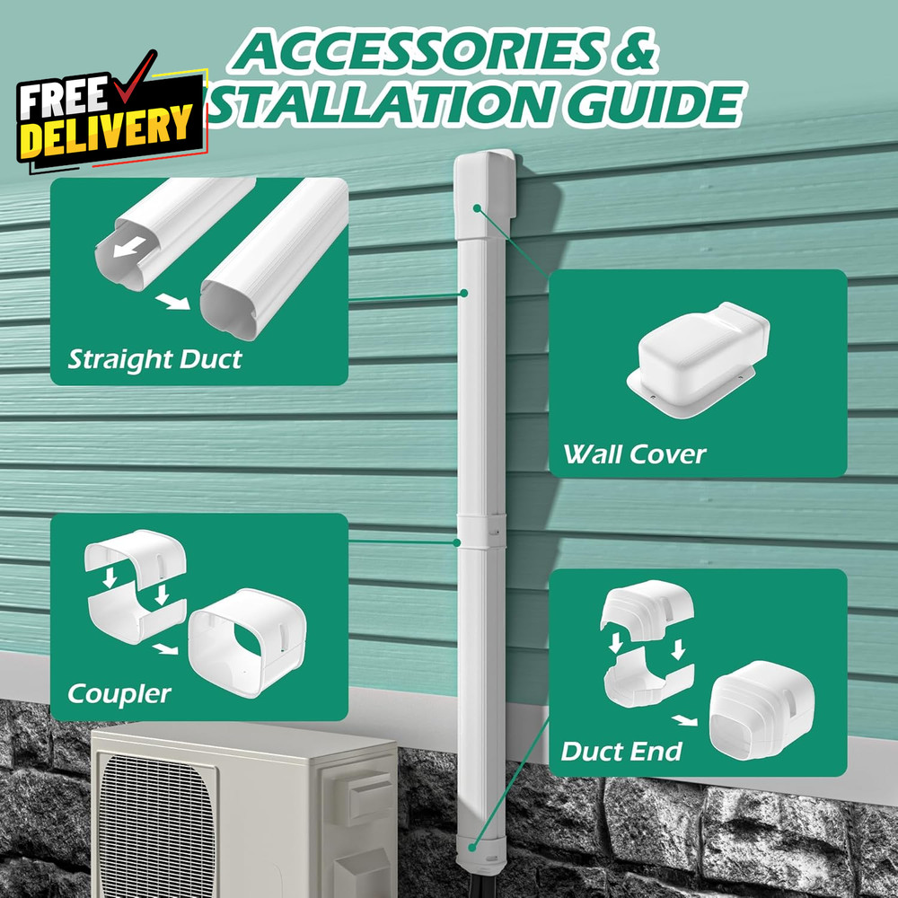 Mini Split Line Cover 4' 7.5 Ft Line Hide for Mini Split Air Conditioner Cent...