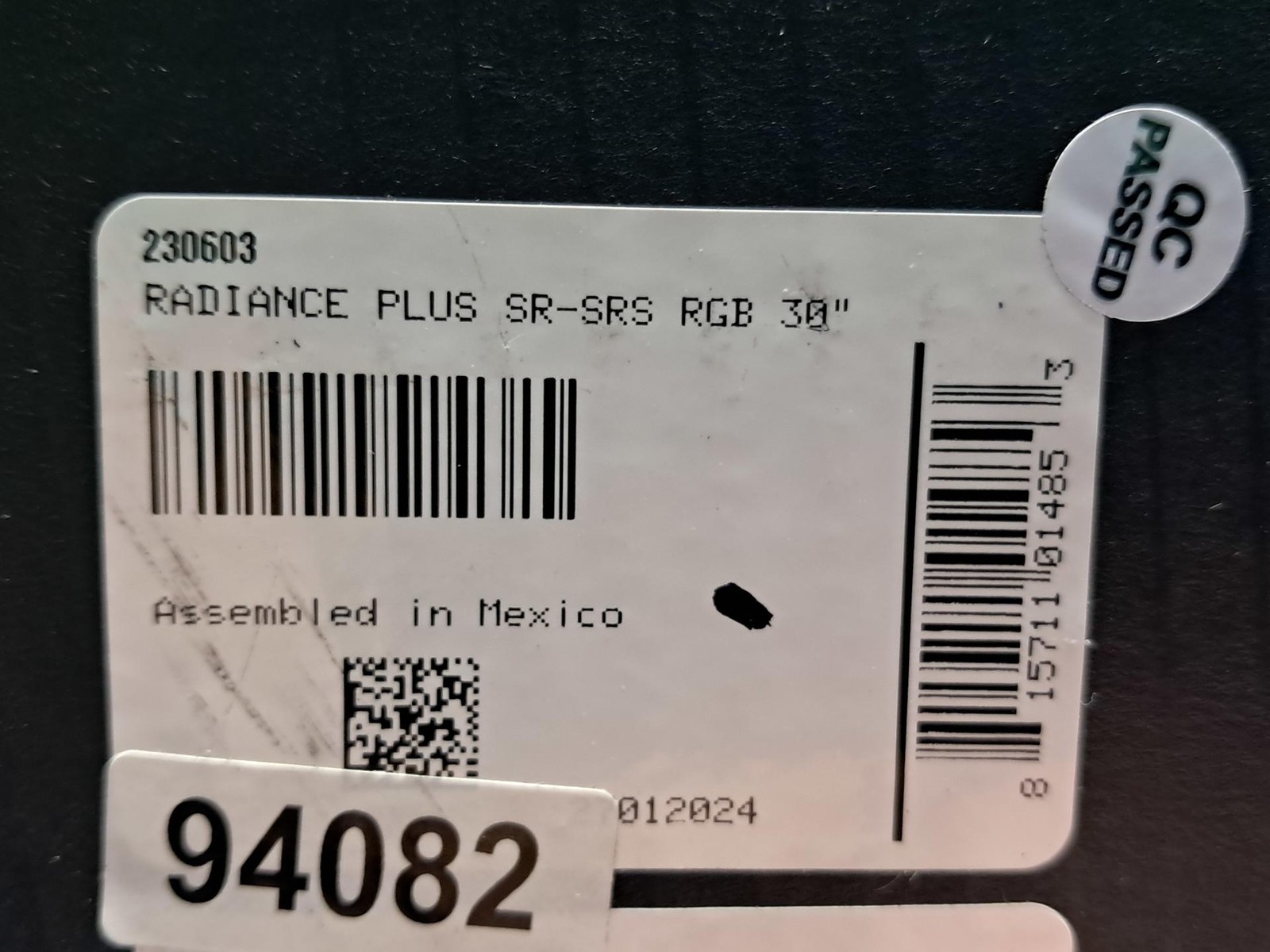 Rigid 230603 Radiance Plus SR-Series Spot LED Light-8 Option RGBW Backlight 30''