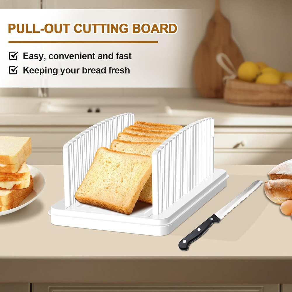 Upgrade Pull Out Bread Slicer for Homemade Bread, Foldable Bread Slicing Guide,R