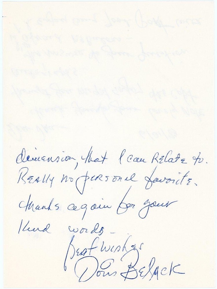 Doris Belack- Signed Handwritten Letter