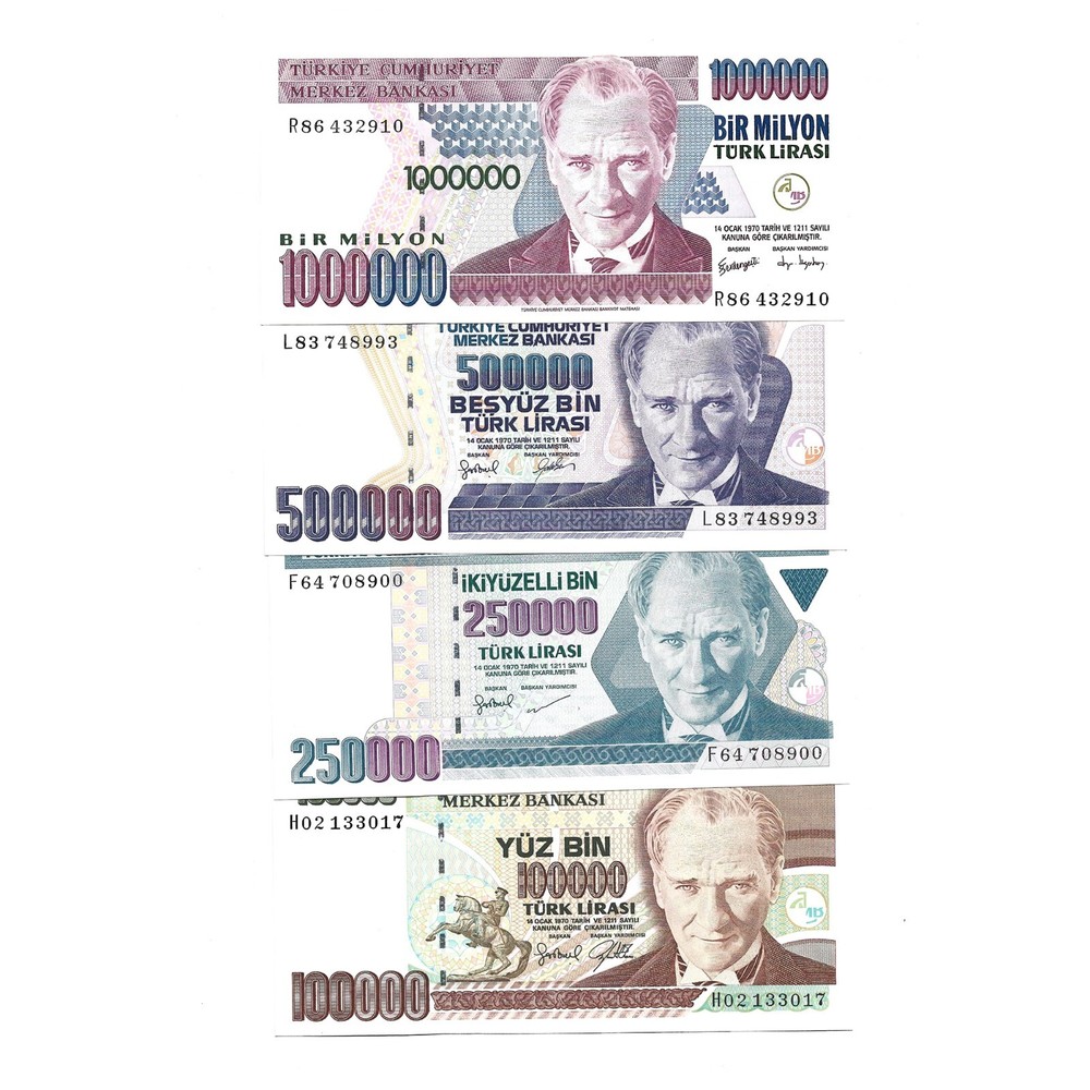 Turkey Banknotes set L. 1970 (1984-2002)