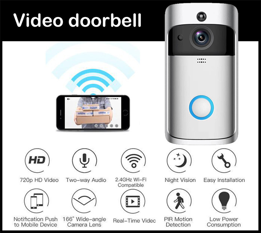 Wireless Smart WiFi DoorBell Video Visual Cam Intercom Home Security W/ dingdong