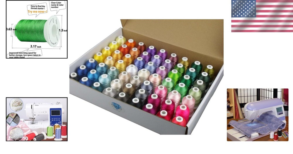 Complete Embroidery Thread Set 63 Colors 550 Yards High Quality Polyester