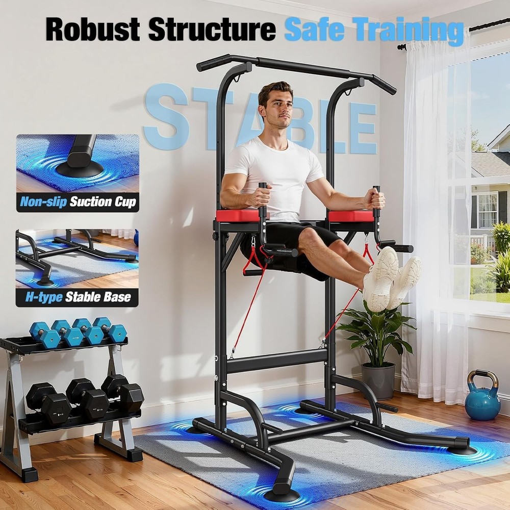Power Tower Pull Up Bar Dip Station Assistive Trainer Multi-Function Home Gym