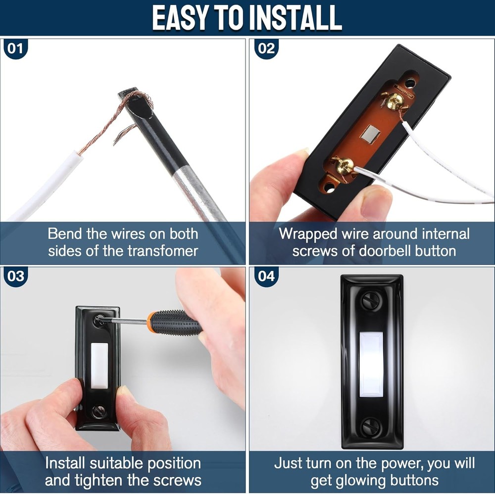 Metal Doorbell Push Button Lighted Wall Mounted Switch