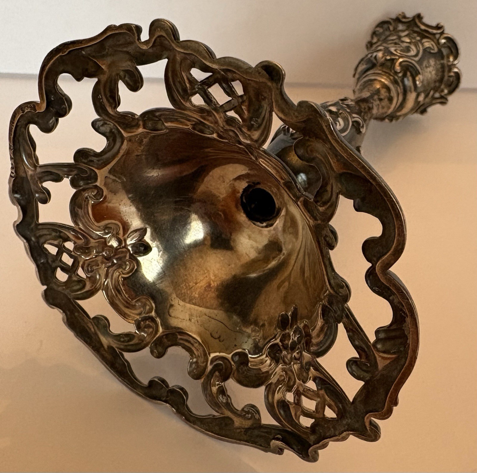 Antique Gorham Sterling Silver Repousse Candlestick Holder 1886 Baroque Pattern