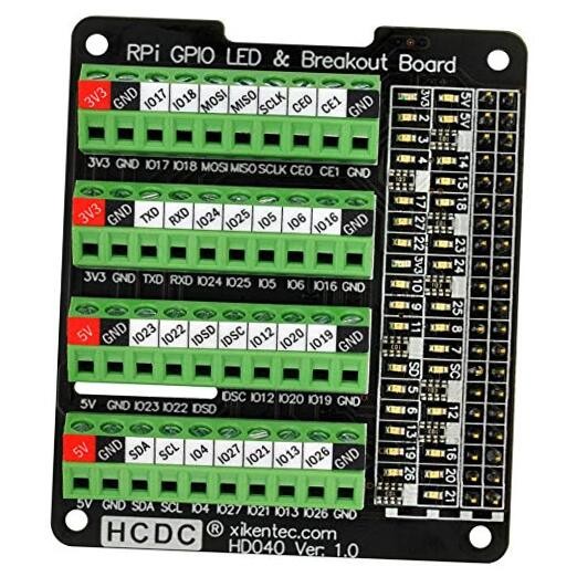 RPi GPIO Status LED & Terminal Block Breakout Board HAT for Raspberry Pi A+