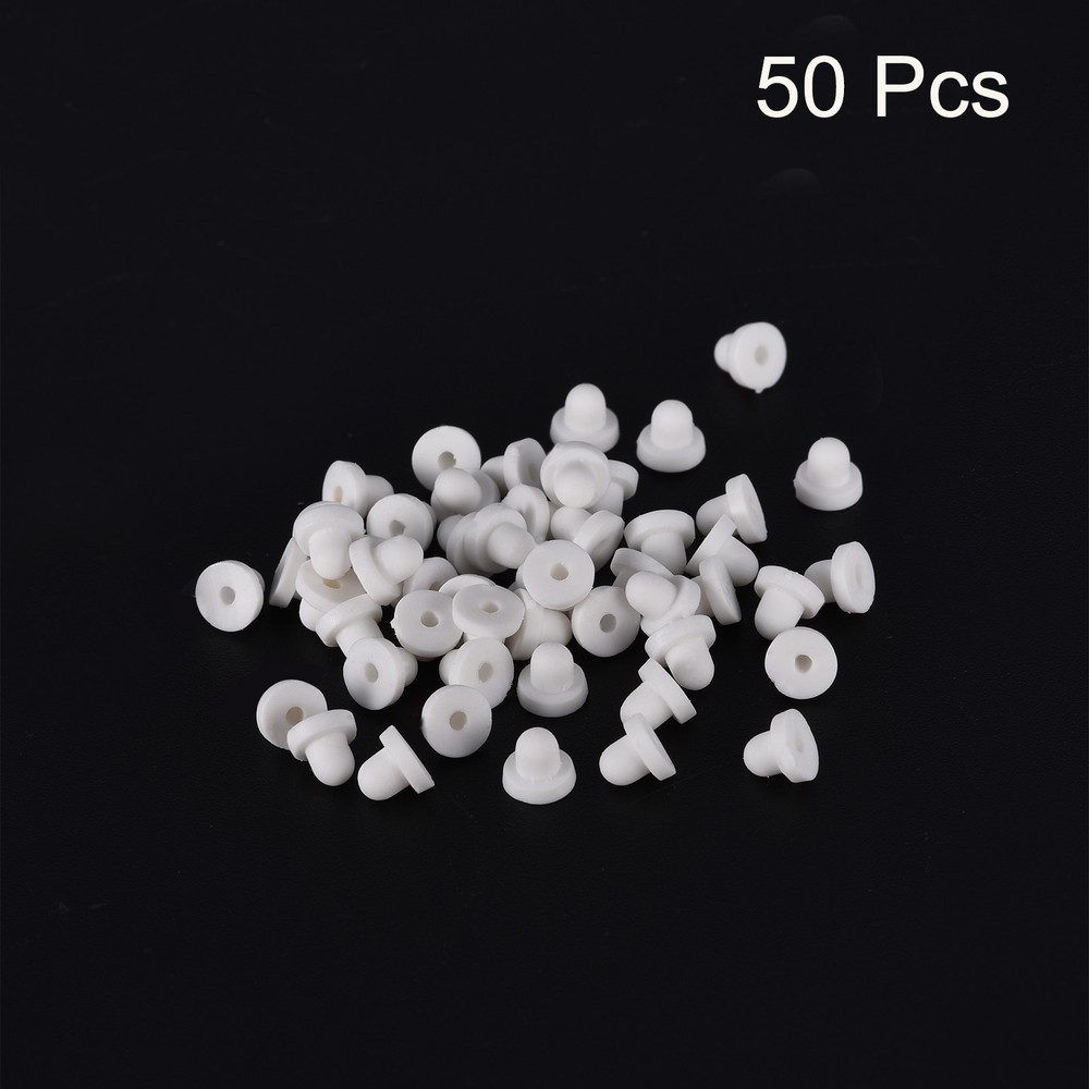 Earring Backs, 50pcs - Silicone Soft Earring Backs for Studs (White,6mm)