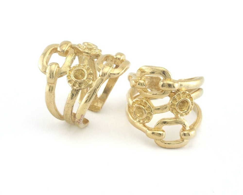 Ring Adjustable Ring Bezel - Raw brass (18mm 8US inner size - Adjustable ) 2822