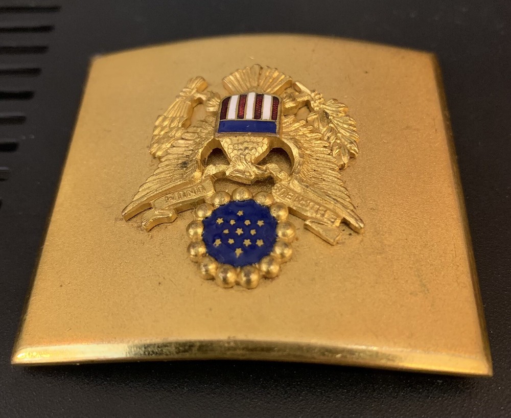 WWII Uniform Enameled Belt Buckle; Made In 5th Ave NY