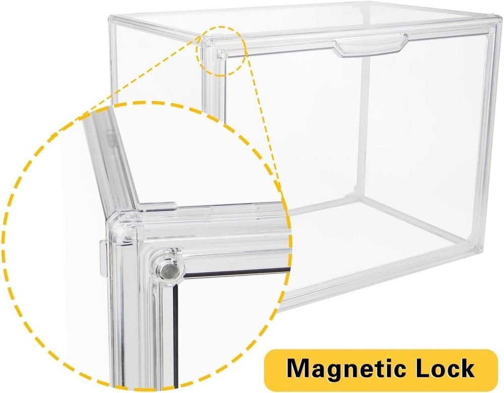 Clear Stackable Acrylic Storage Bins with Magnetic Lid - Dustproof & Elegant