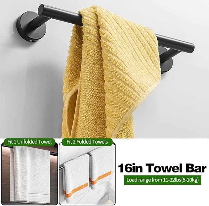 10 pcs Bathroom Hardware Accessories Set Towel Bar Set Black