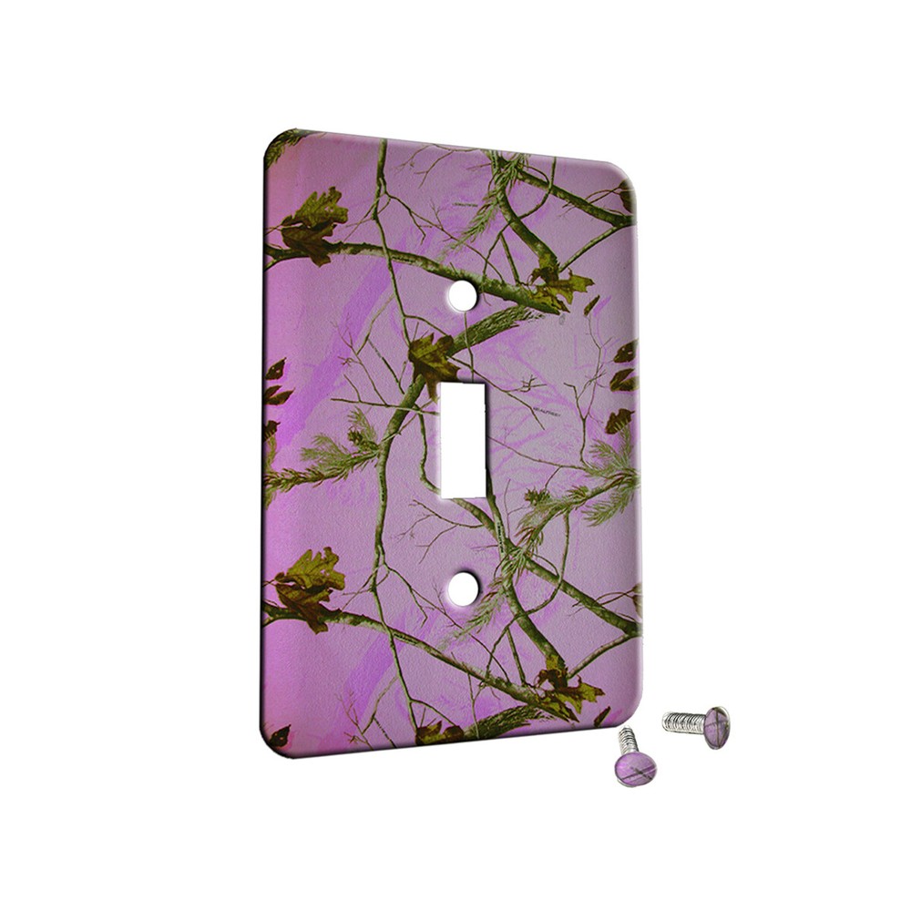 Camo Pink Tree Design Metal Wall Plate Switch AC Decora