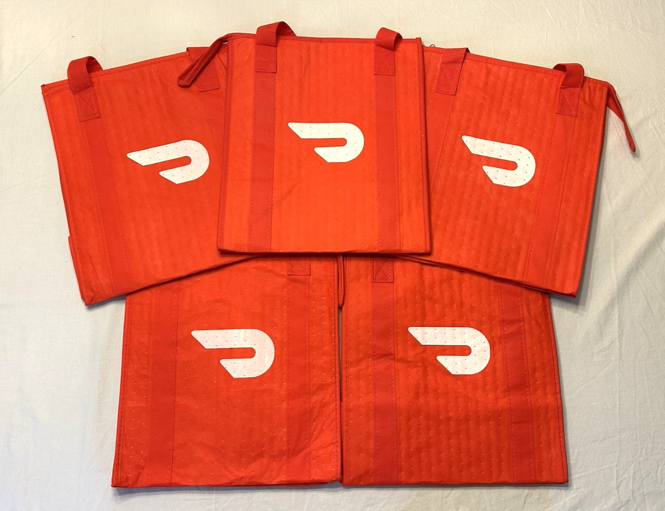 Lot of 5 ~ DOORDASH ~ 13x15x9 ~ Zippered Insulated Delivery Bag / Tote ~