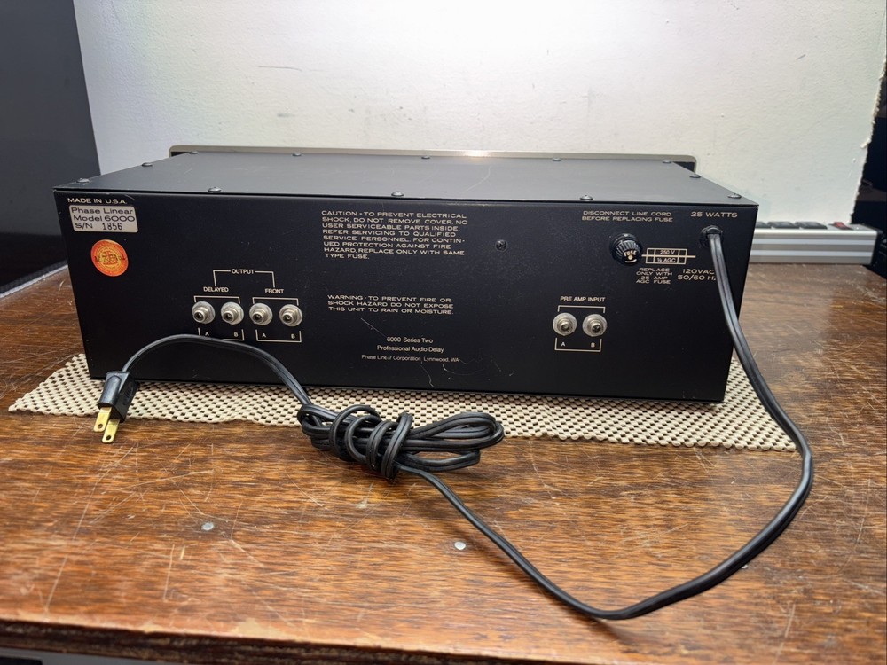Phase Linear Audio Delay Model 6000 Series Two W/ Rack Handles - Works -Original