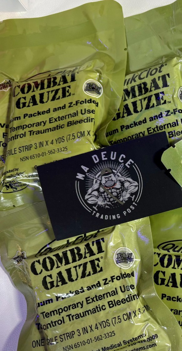 Lot of 3 US Military Issue QuikClot Combat Gauze Z-Fold